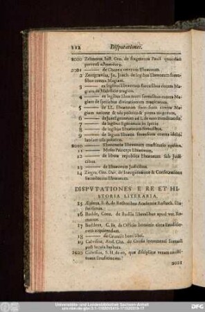 Disputationes E Re Et Historia Literaria.