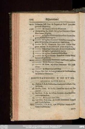Disputationes E Re Et Historia Literaria.
