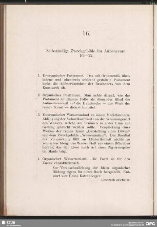 16.-22. Selbständige Zweckgebilde im Außenraum