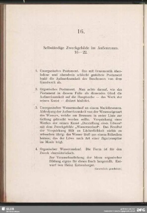 16.-22. Selbständige Zweckgebilde im Außenraum