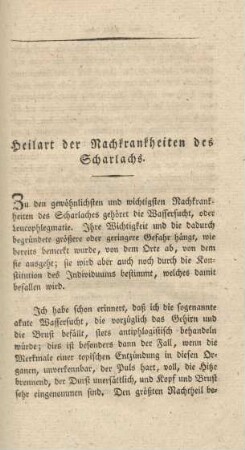 Heilart der Nachkrankheiten des Scharlachs