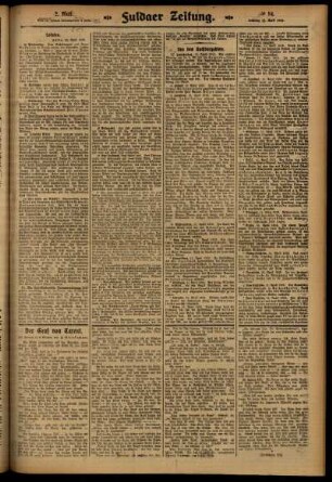Zweite Ausgabe vom Samstag, den 12. April 1913.