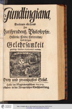 Gundlingiana Dren und zwanßigstes Stück