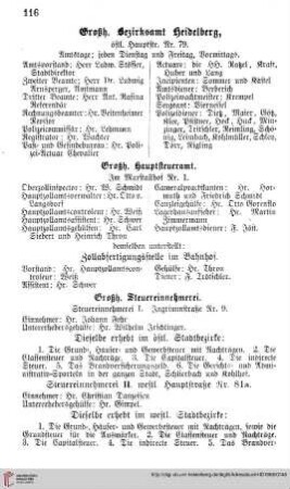 Großh. Bezirksamt, Hauptfeueramt, Steuereinnehmerei