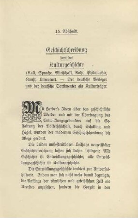 15. Abschnitt. Geschichtsschreibung samt der Kulturgeschichte (Kult, Sprache, Wirtschaft, Recht, Philosophie, Kunst, Literatur)