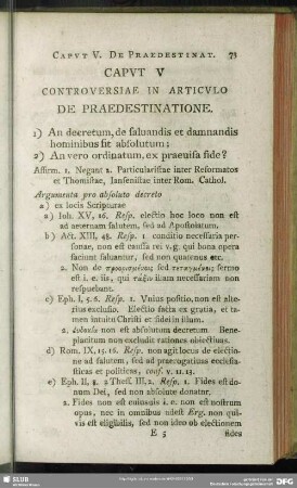 Caput V. Controversiae In Articulo De Praedestinatione
