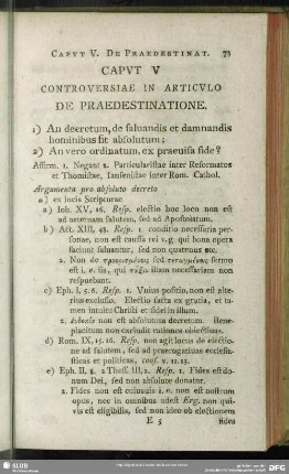 Caput V. Controversiae In Articulo De Praedestinatione