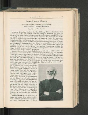 Ingward Martin Clausen. 1969 - 1902 Gutsherr auf Knoop und Uhlenhorst. Wohltäter seiner Vaterstadt Hadersleben.