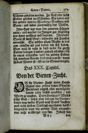 Das XXX. Capitel. Von der Bienen-Zucht