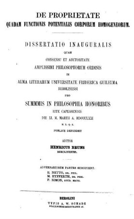 De proprietate quadam functionis potentialis corporum homogeneorum