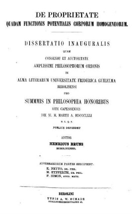 De proprietate quadam functionis potentialis corporum homogeneorum