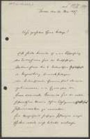 Brief von Heinrich Putz an Unbekannt