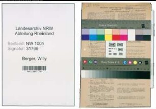 Entnazifizierung Willy Berger , geb. 21.09.1900 (Fahrer)