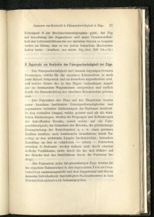 D. Apparate zur Kontrolle der Fahrgeschwindigkeit der Züge