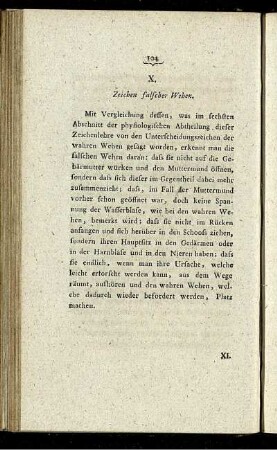 X. Zeichen falscher Wehen.