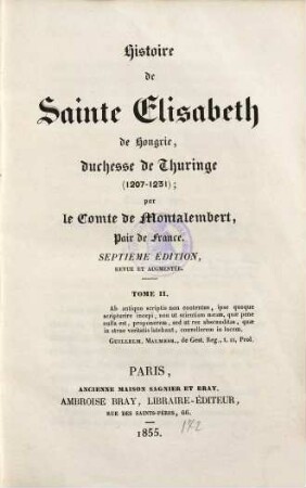 Histoire de Sainte Elisabeth de Hongrie, duchesse de Thuringe : 1207 - 1231. 2