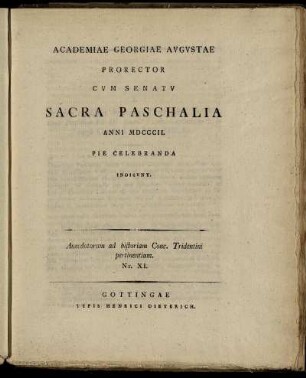 11: Anecdotorum ad historiam Conc. Tridentini pertinentium. Nr. XI