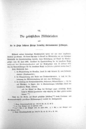 VII. Die gesetzlichen Militärlasten