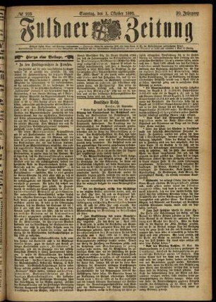 Erste Ausgabe vom Sonntag, den 01. Oktober 1893.