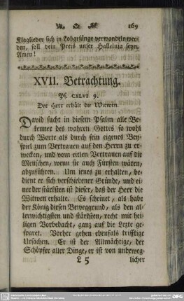 XVII. Betrachtung. Ps. CXLVI. 9.