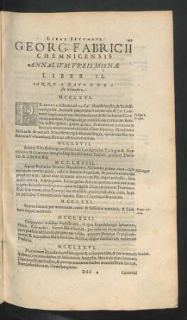 Georg. Fabricii Chemnicensis Annalium Urbis Misnae Liber II.