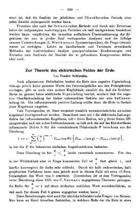 Zur Theorie des elektrischen Feldes der Erde