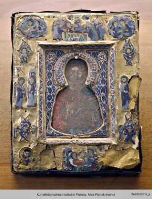 Christus Pantokrator aus Kortskheli (Samegrelo) mit Szenen aus dem Leben Mariens auf dem Emailrahmen