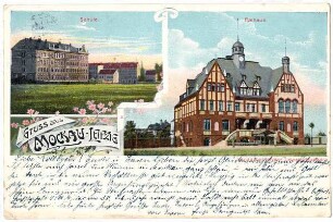 Gruss aus Mockau-Leipzig : Schule, Rathaus