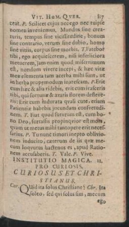 Institutio Magica. 12. Pro Curiosis. Curiosus Et Christianus