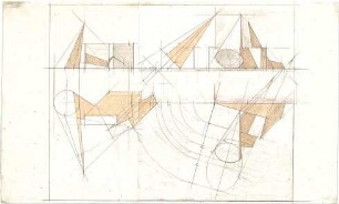 Lange, Ludwig; Darstellende Geometrie - Kegel mit Schattenwurf (Ansichten)