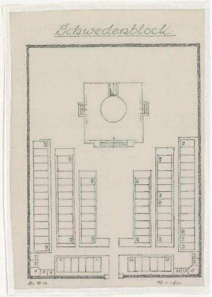 Detailzeichnung Schwedenblock (kartoniert) Südwestkirchhof Stahnsdorf - Feld 1-94 Reihenstellen