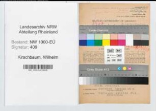 Entnazifizierung Wilhelm Kirschbaum, geb. 19.06.1892 (Inspektor)