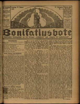 Erste Ausgabe vom Sonntag, den 22. Januar 1922.