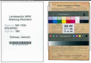 Entnazifizierung Heinrich Dohmen , geb. 19.06.1901 (Elektriker)