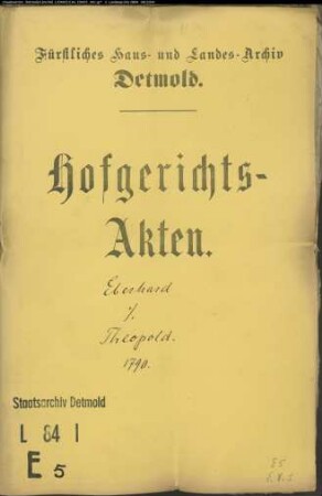 Eberhard, Rentmeister zu Lemgo gegen Chirurg Theopold zu Lemgo - Beschädigtes Füllen (Fohlen)