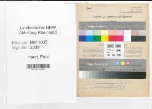 Entnazifizierung Paul Hardt , geb. 11.04.1909 (Kaufmaennischer Angestellter)