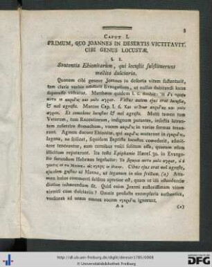 Caput I. Primum, Quo Joannes In Desertis Victitavit, Cibi Genus Locustae.