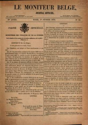 Moniteur belge : journal officiel = Belgisch staatsblad. 1870,2 = Jg. 40