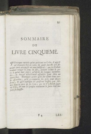 Sommaire du livre cinquieme.