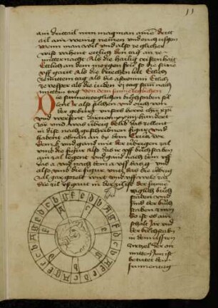 Scheibe: Sonntagsbuchstaben, Wappenschild mit Einhorn als Wappenbild (Grafen von Croaria)