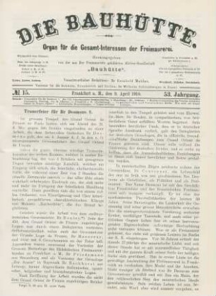 No. 15. Frankfurt a. M., den 9. April 1910. 53. Jahrgang.