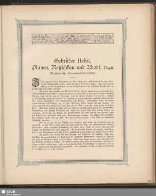 Gebrüder Uebel, Plauen, Netzschkau und Adorf, Vogtl. Mechansiche Baumwollweberein