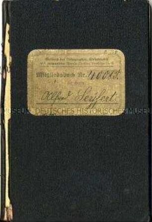 Mitgliedsbuch des Verbands der Lithographen, Steindrucker und verwandter Berufe