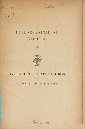 Bibliographical Notices, II
