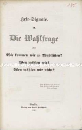 Zeitschrift: Zeit-Signale. Nr. II.; Berlin, 1848