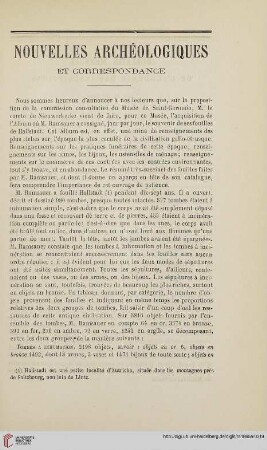 Nouvelles archéologiques et correspondance