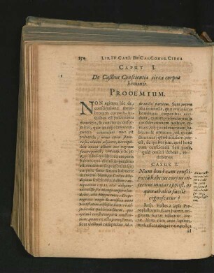 Caput I. De Caisbus Conscientiae circa corpus hominis.
