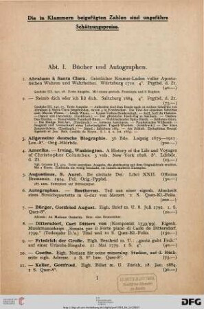 Bücher und Autographen (Nr. 1-663)