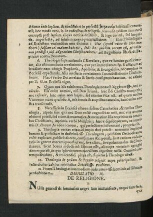 Disputatio II. De Religione.