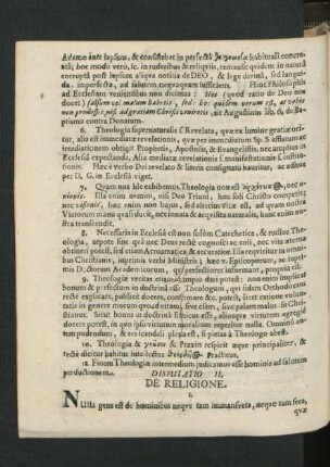 Disputatio II. De Religione.